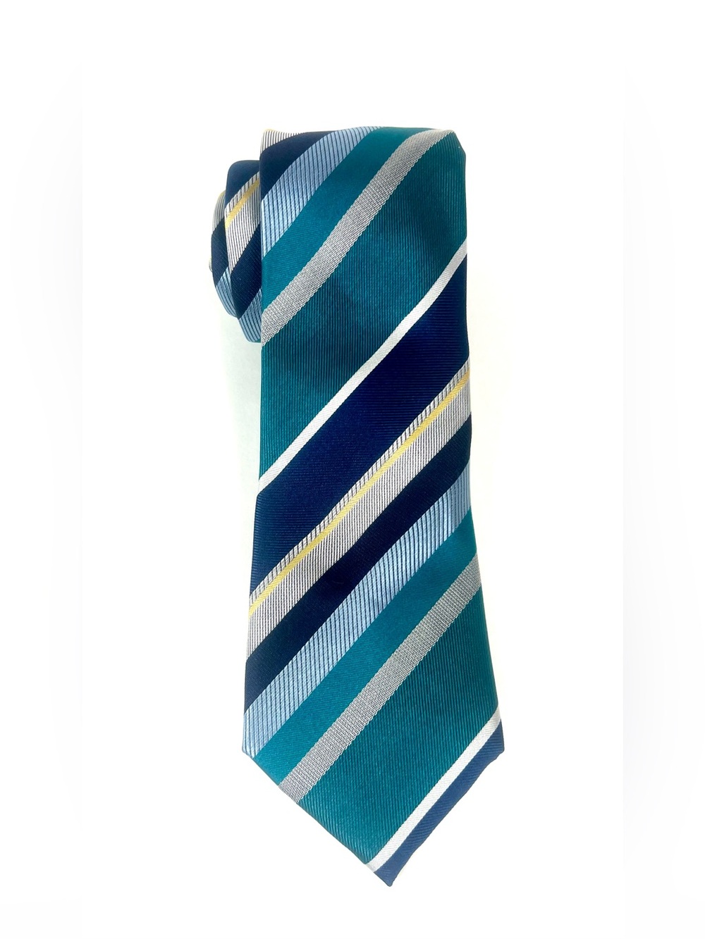 Charles Tyrwhitt Teal, Navy and Light Blue Striped Tie